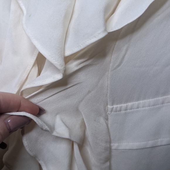 BCBGMaxAzria Cream Ruffle Button-Down Dress S 🤍✨ - Picture 15 of 16